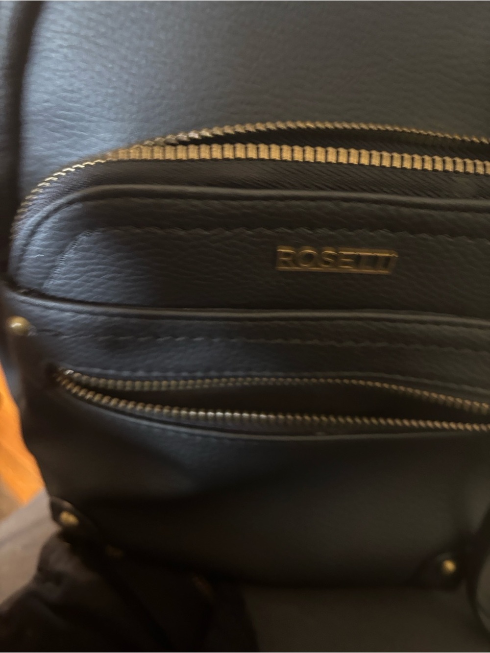 Rosetti Black Mini Faux-Leather Backpack with Gold Accents - Picture 7 of 7